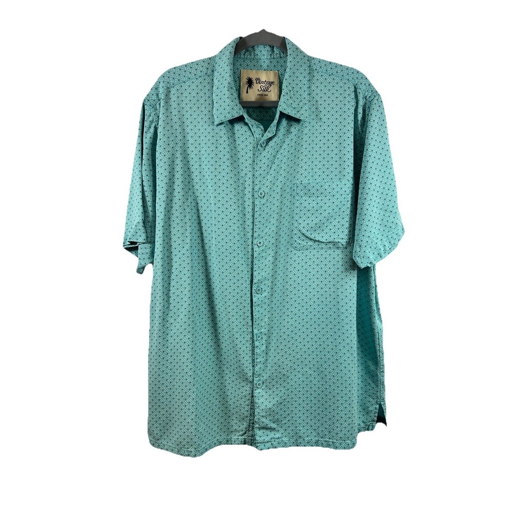 Vintage Silk Shirt Mens XXL 100% Silk Hawaiian Blue Resortwear Quiet Luxury Boho